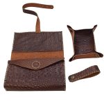 کیف پیپ چرمی دست دوز همراه پایه و سینی چرم - Image 2